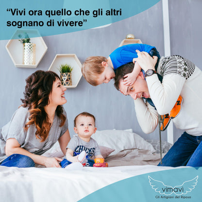 Famiglia che si gode il comfort del materasso ELYSIUM 30 Made in Italy