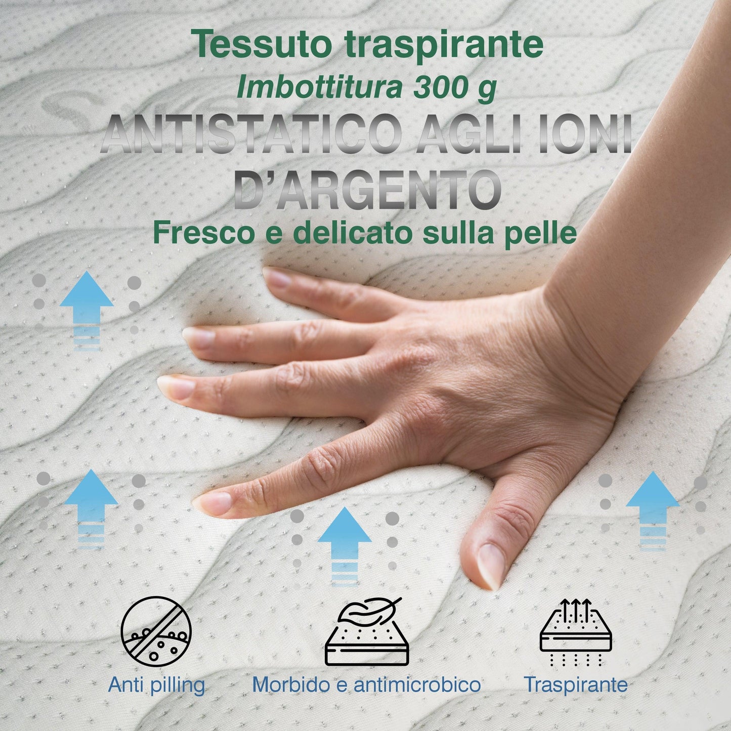Tessuto Silver Fresh del materasso ELYSIUM 30 con imbottitura antibatterica