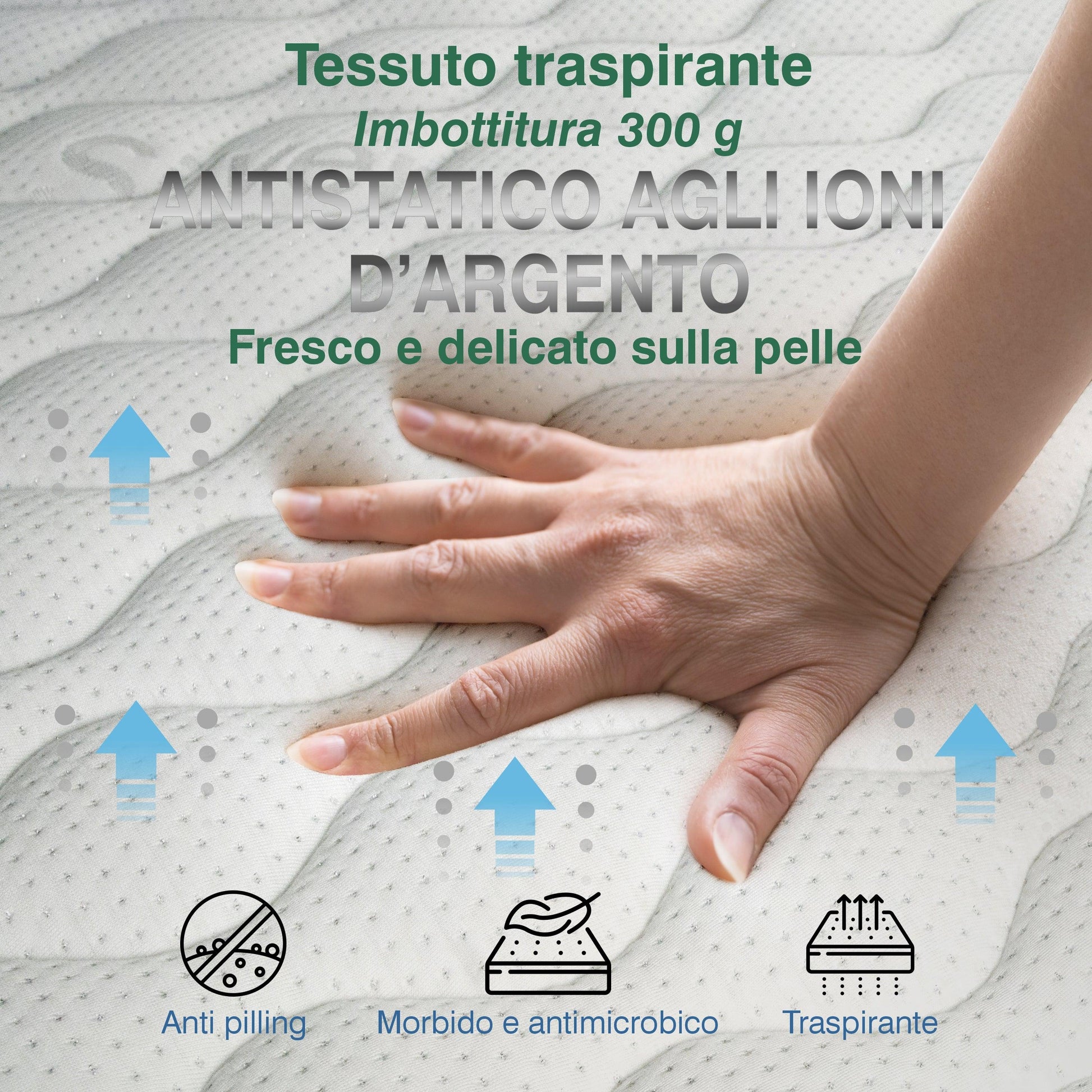 Tessuto Silver Fresh del materasso ELYSIUM 30 con imbottitura antibatterica